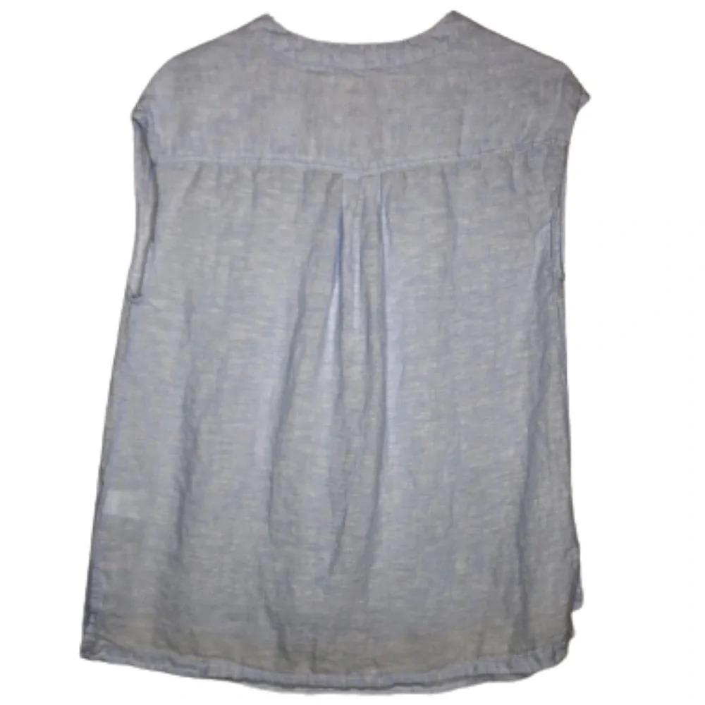 Cynthia Rowley Top Size Small Linen Split Neck Sleeveless Summer Fabric - Picture 5 of 12